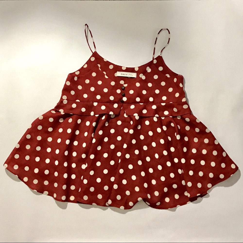 Ladies Cute Polka Dots Top Maroon